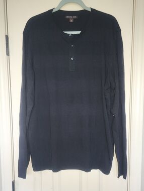 Michael Kors Men's Long Sleeve Henley in Navy